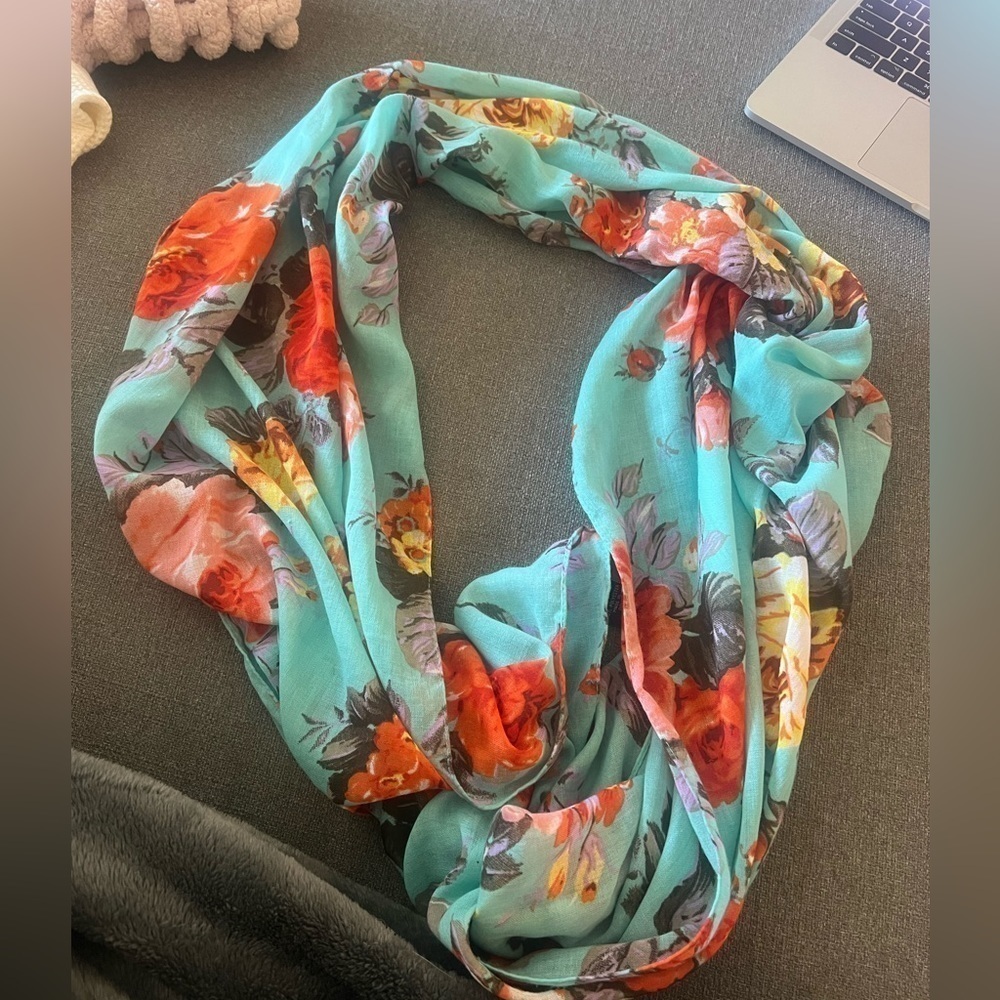 Flower printed infinity scarf